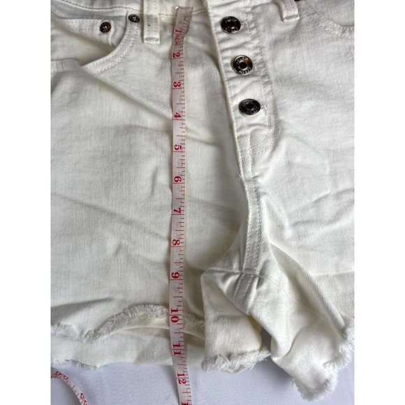 J. Crew Women's Cut-Off Button Fly White Denim Short High Rise 98% Cotton Sz 25 - Picture 7 of 13